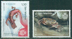 Сан-Марино, 2021, ЕВРОПА, саламандра, краб , 2 марки